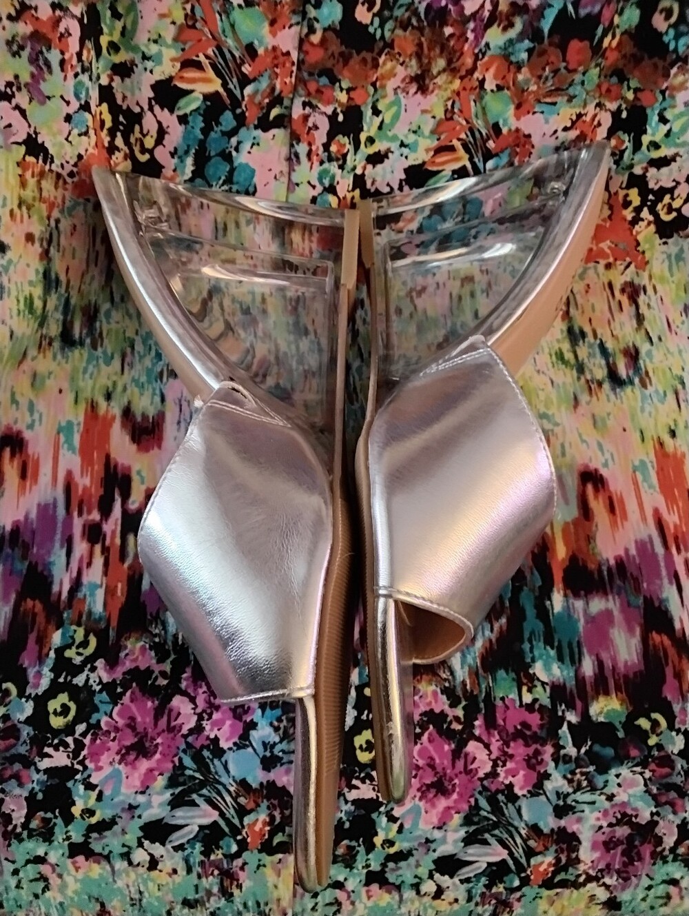 Torrid Women’s size 8.5 8 1/2 WW double wide silver slide sandals shoes NEW